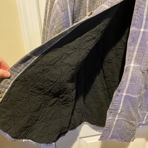 Vintage 90s Plaid Button Up Shirt Mens Large Protest Purple Grunge Nirvana - Picture 9 of 14